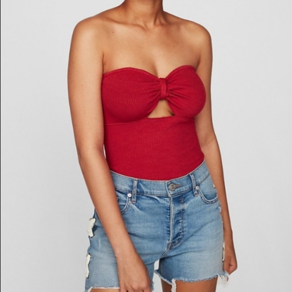 EXPRESS Ribbed Tube Top thong bodysuit